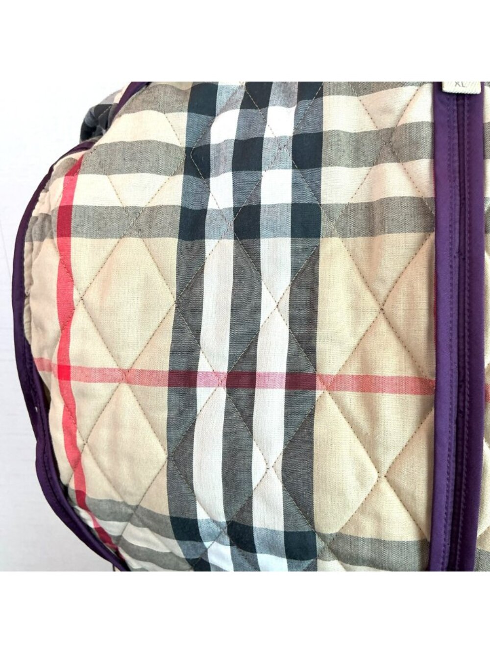 Burberry Womens Quilted Purple Jacket XLButton Closure Plaid-Lined Collar/Cuffs - Picture 11 of 16
